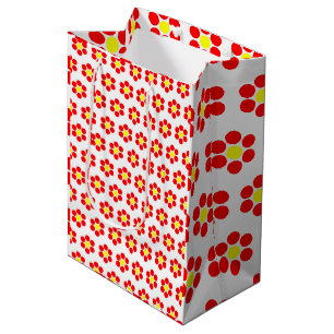 Einfache minimale Rot-Gelb-Blumen Mittlere Geschenktüte