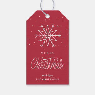 Einfache Minimale Schneeflocke Rote Geschenkanhäng Geschenkanhänger