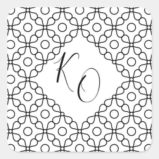 Einfache Minimale Schwarz-Weiß-Kalligrafie-Hochzei Quadratischer Aufkleber (Vorderseite)