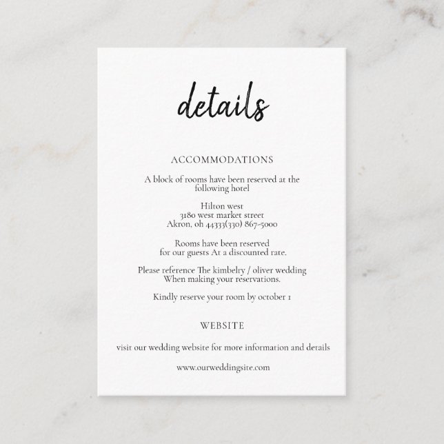 Einfache minimale Schwarz-Weiß-Kalligraphie Begleitkarte (Vorderseite)