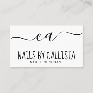 Einfache Minimale Schwarz-weiße Typografie Nail Te Visitenkarte
