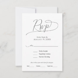 Einfache minimale Skripte Schwarz & Weiß Hochzeit  RSVP Karte