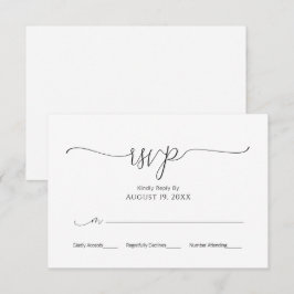 Einfache minimale Skripte Schwarz & Weiß Hochzeit  RSVP Karte