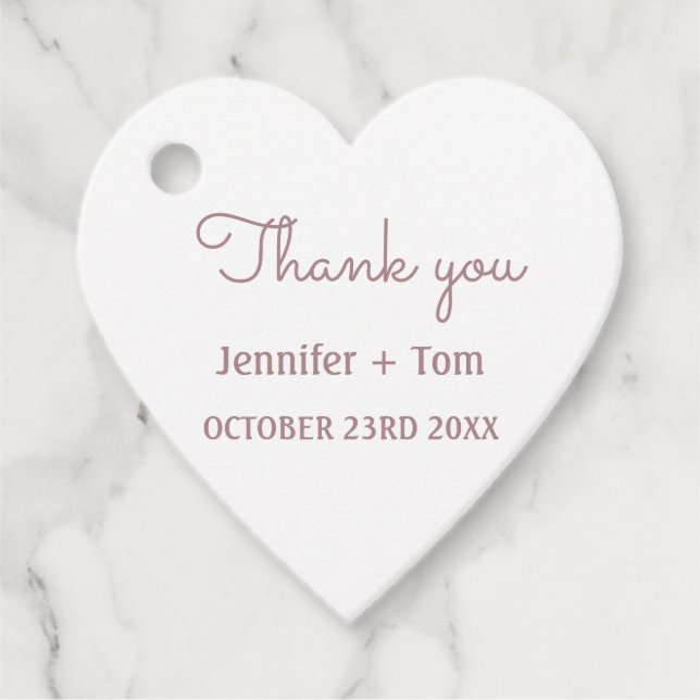 einfache minimale Text Rose Gold Hochzeit danke fa Geschenkanhänger (Vorderseite)