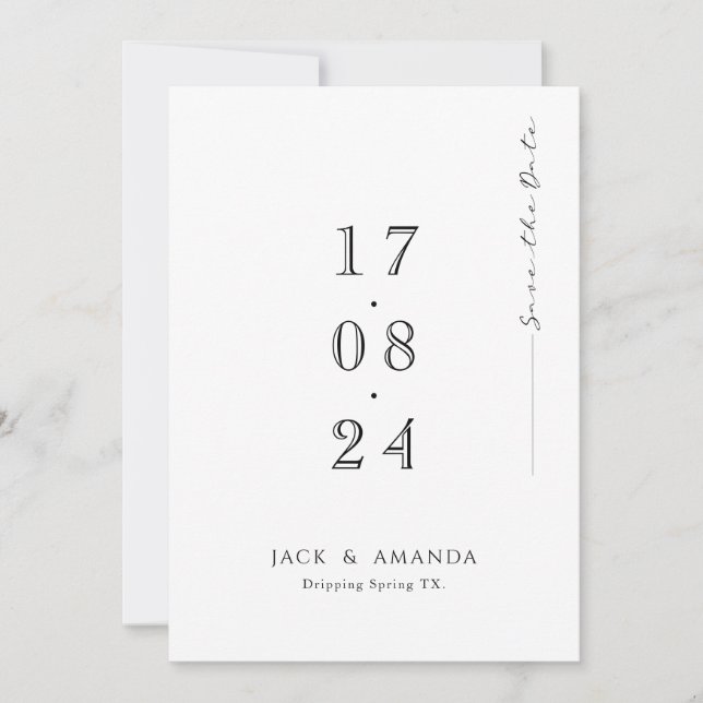 Einfache minimale typografische Hochzeit speichern Save The Date (Vorderseite)