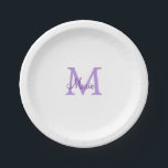 einfache minimale Zugabe Name Monogram Pink    Rot Pappteller<br><div class="desc">schönes Design</div>