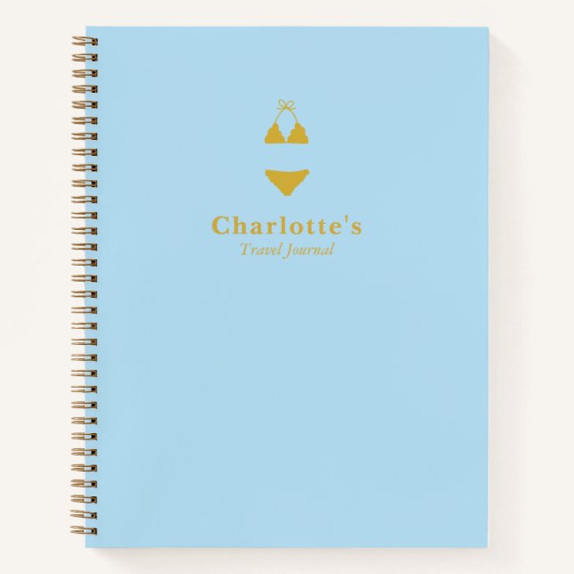 Einfache Minimalistisch Blue and Gold Bikini Reise Notizbuch (Vorderseite)