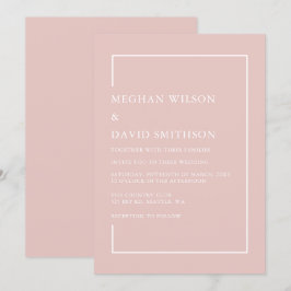 Einfache Minimalistisch Blush Moderne Hochzeit Einladung