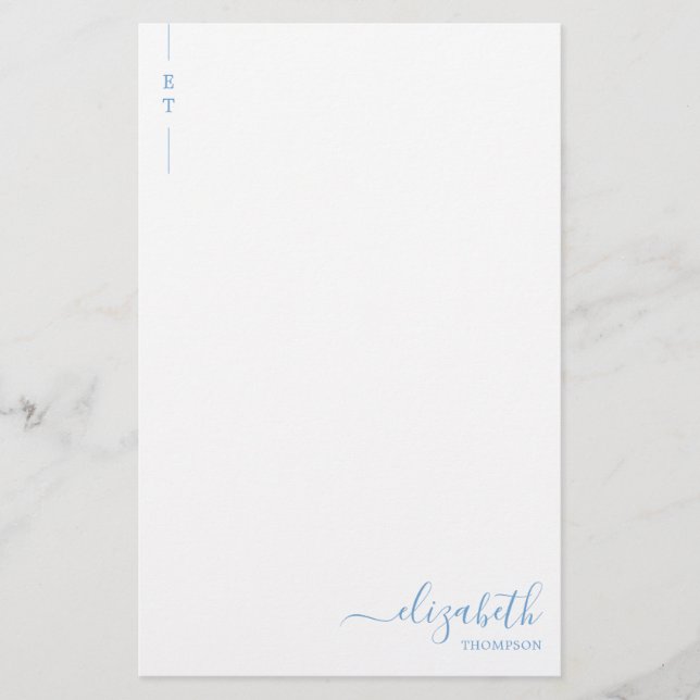 Einfache Minimalistisch Dusty Blue Monogram Initia Briefpapier (Vorderseite)