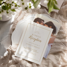 Einfache Minimalistisch|Gold Foto Empfang Frame Einladung