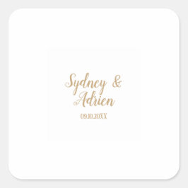 Einfache Minimalistisch-|Gold-Hochzeiten-Umschlag  Quadratischer Aufkleber