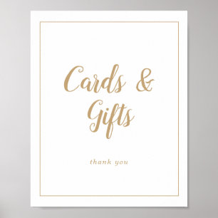 Einfache Minimalistisch- Gold-Rahmen-Hochzeitskart Poster
