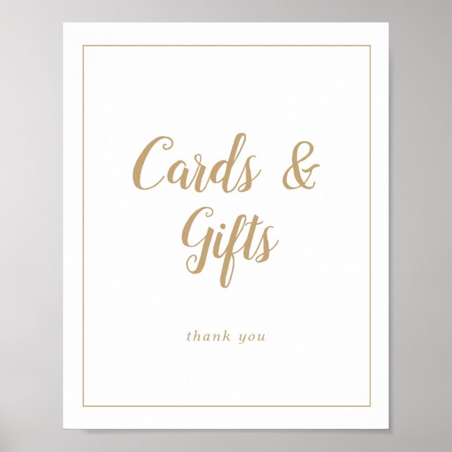 Einfache Minimalistisch-|Gold-Rahmen-Hochzeitskart Poster (Vorne)