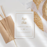 Einfache Minimalistisch-|Goldrahmen Save the Date<br><div class="desc">Dieser schlichte minimalistisch|goldene Rahmen Save the Date eignet sich perfekt für eine elegante Hochzeit. Das klassische Design besticht durch einen einfachen Rahmen und eine elegante Gold- und Weißtypografie in einem minimalistischen modernen Look. QSD117</div>