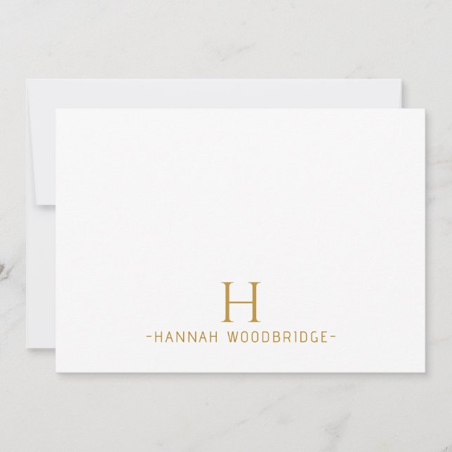 Einfache Minimalistisch-moderne Goldmonogramm Mitteilungskarte (Vorderseite)