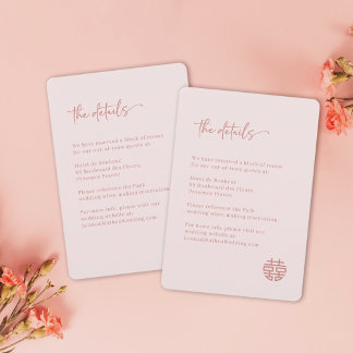 Einfache Minimalistisch-rosa-chinesische Hochzeits Einladung
