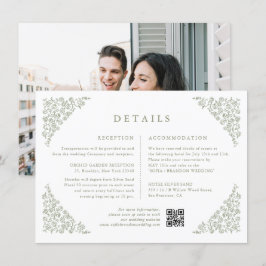 Einfache Minimalistisch Sage Green Foto Hochzeitsd Begleitkarte