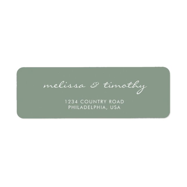 Einfache Minimalistisch Sage Green Wedding-Adresse (Vorne)