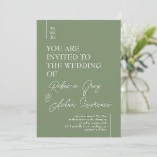 Einfache Minimalistisch Sage Green White Einladung