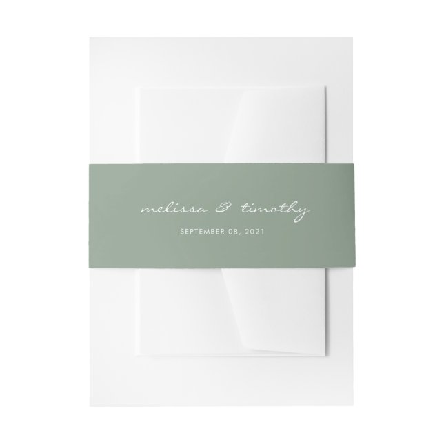 Einfache Minimalistisch Sage Grüne Hochzeit Einladungsbanderole (Vorderseite Beispiel)