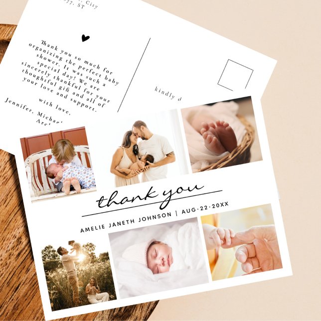 Einfache Minimalistische 6 Foto Collage Baby Viele Postkarte (Von Creator hochgeladen)