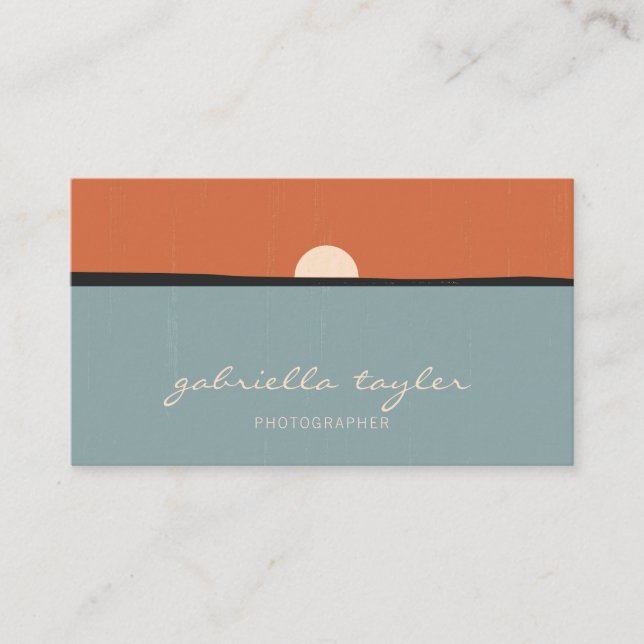 Einfache Minimalistische Abstrakte Sunset-Fotograf Visitenkarte (Vorderseite)
