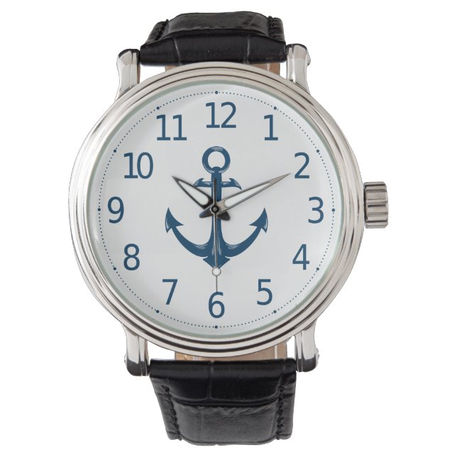 Einfache Minimalistische Ankeruhr für nautische Mä Armbanduhr (Vorderseite)