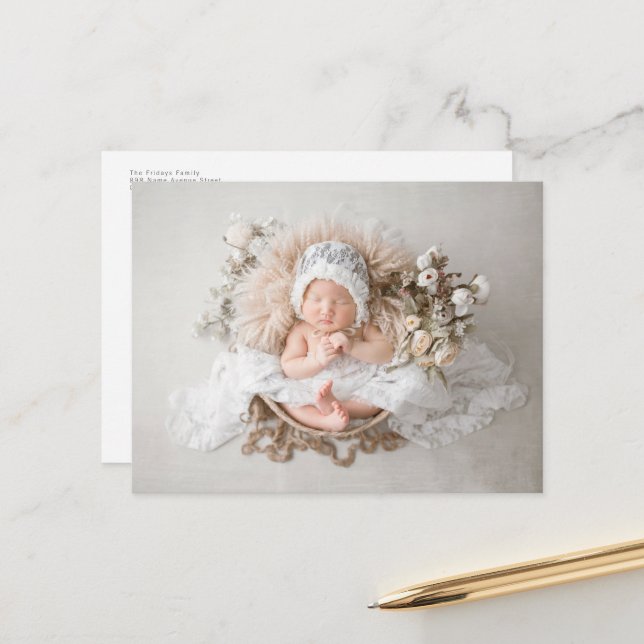 Einfache Minimalistische Ankündigung der Anreise m Postkarte (Vorderseite/Rückseite Beispiel)
