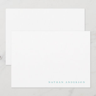 Einfache Minimalistische Aquamarine Blaue Korrespo Mitteilungskarte