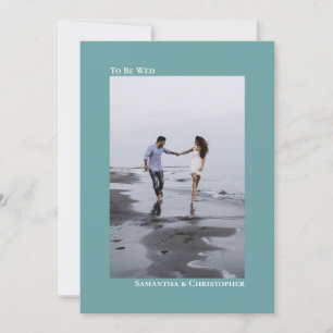 Einfache Minimalistische Aquamarine Foto-Hochzeit Einladung
