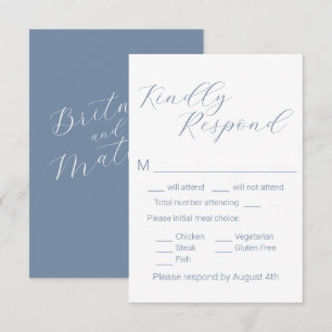 Einfache Minimalistische Auswahl an blauen Mahlzei RSVP Karte