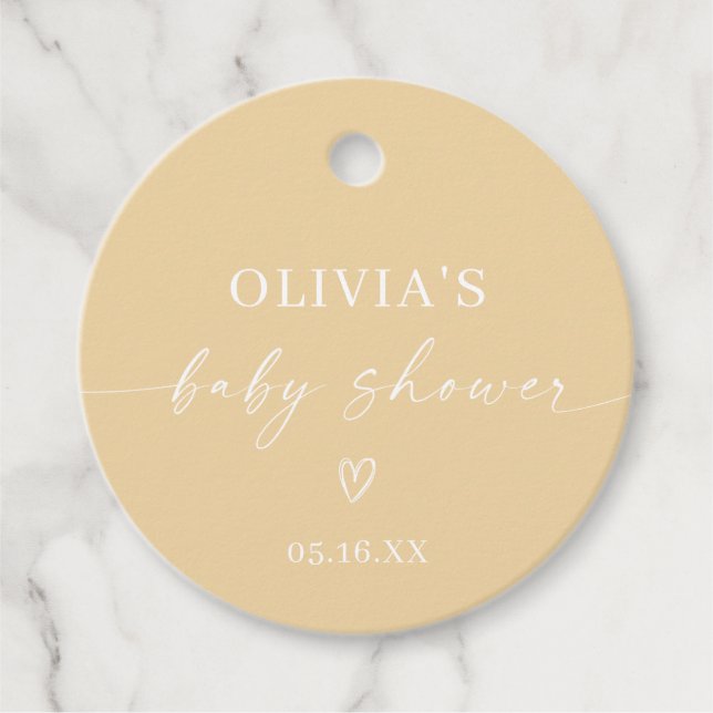 Einfache Minimalistische Babydusche Geschenkanhänger (Vorderseite)