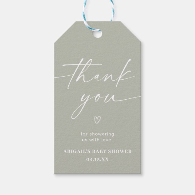 Einfache Minimalistische Babydusche Vielen Dank fü Geschenkanhänger (Vorderseite)