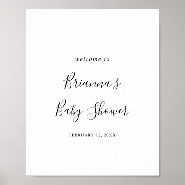 Einfache Minimalistische Babydusche Willkommen Poster (Vorne)