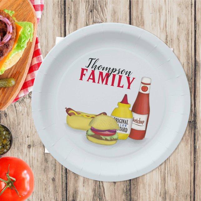 Einfache Minimalistische Barbeque Grilling Picnic  Pappteller (Von Creator hochgeladen)