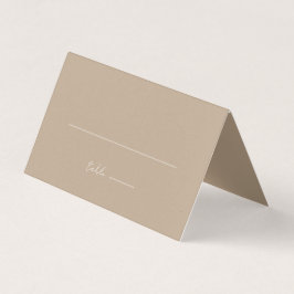 Einfache Minimalistische Beige-Hochzeit-Platzkarte