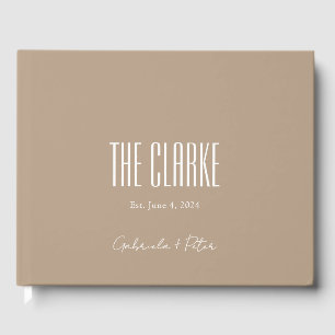 Einfache Minimalistische Beige Moderne Hochzeit Gästebuch