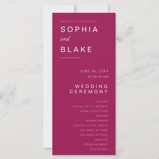 Einfache Minimalistische Berry-Hochzeit (Vorderseite)
