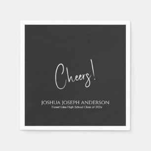 Einfache Minimalistische Black Graduation Party Serviette