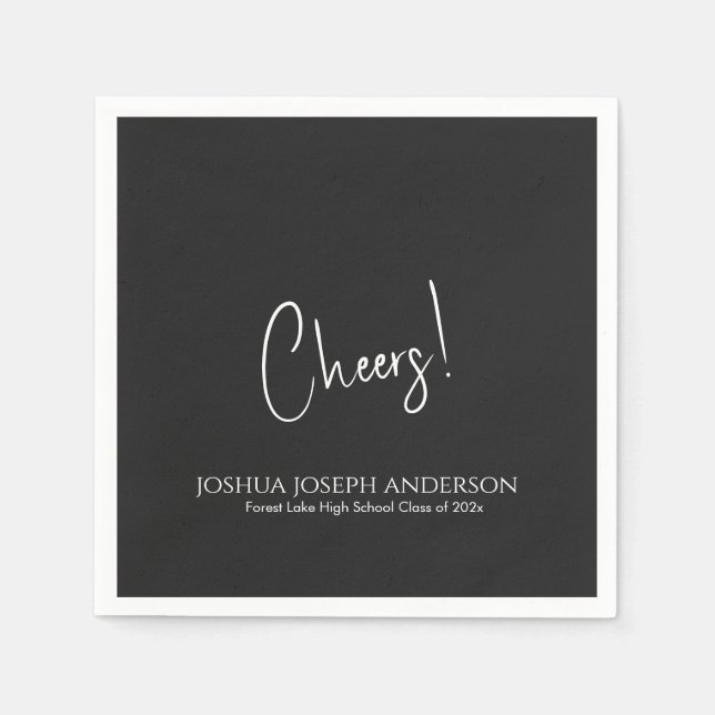 Einfache Minimalistische Black Graduation Party Serviette (Vorderseite)