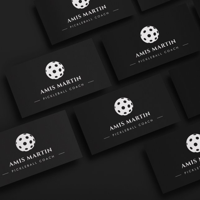 Einfache Minimalistische Black Pickleball Coach Visitenkarte (Von Creator hochgeladen)