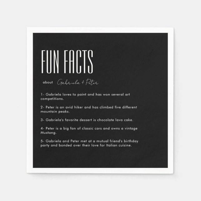 Einfache Minimalistische Black & White Fun Fakten  Serviette (Vorderseite)