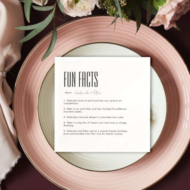 Einfache Minimalistische Black & White Fun Fakten  Serviette (Von Creator hochgeladen)