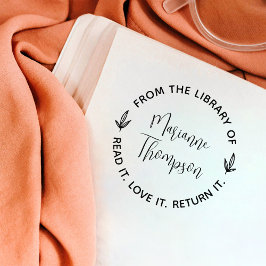 Einfache Minimalistische Blätter Script Round Libr Gummistempel
