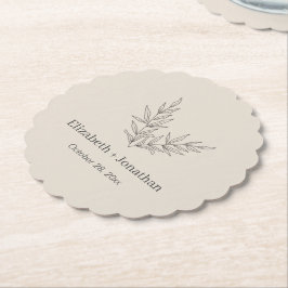 Einfache minimalistische Blatthochzeit Untersetzer