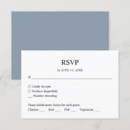 Einfache Minimalistische Blue Wedding RSVP-Reaktio RSVP Karte