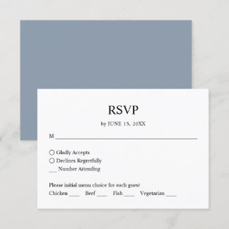 Einfache Minimalistische Blue Wedding RSVP-Reaktio RSVP Karte