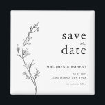 Einfache Minimalistische Blumenhochzeit speichern  Magnet<br><div class="desc">Einfache Minimalistische Blumenhochzeit speichern das Datum</div>