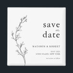 Einfache Minimalistische Blumenhochzeit speichern  Magnet<br><div class="desc">Einfache Minimalistische Blumenhochzeit speichern das Datum</div>