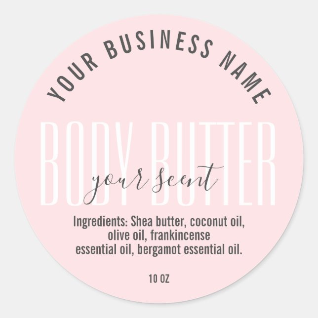 EINFACHE MINIMALISTISCHE BLUSH PINK BODY BUTTER RUNDER AUFKLEBER (Vorderseite)